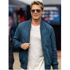F1 Brad Pitt Leather Bomber Jacket